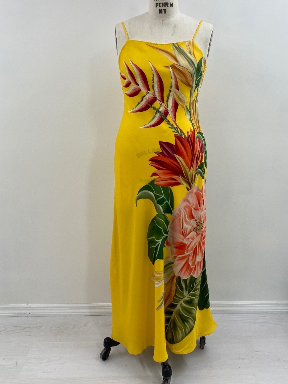 NWT Farm Rio Yellow Tropical Print Bias Dress Size M